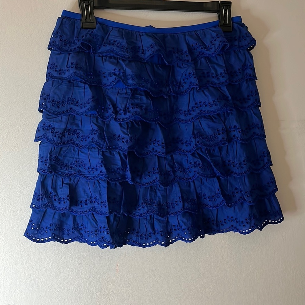 Hiché Blue Floral Ruffle Skirt